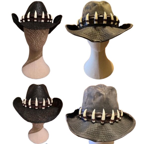 Genuine Australian Crocodile Leather Hat Band with 7 Crocodile Teeth - Picture 4 of 7